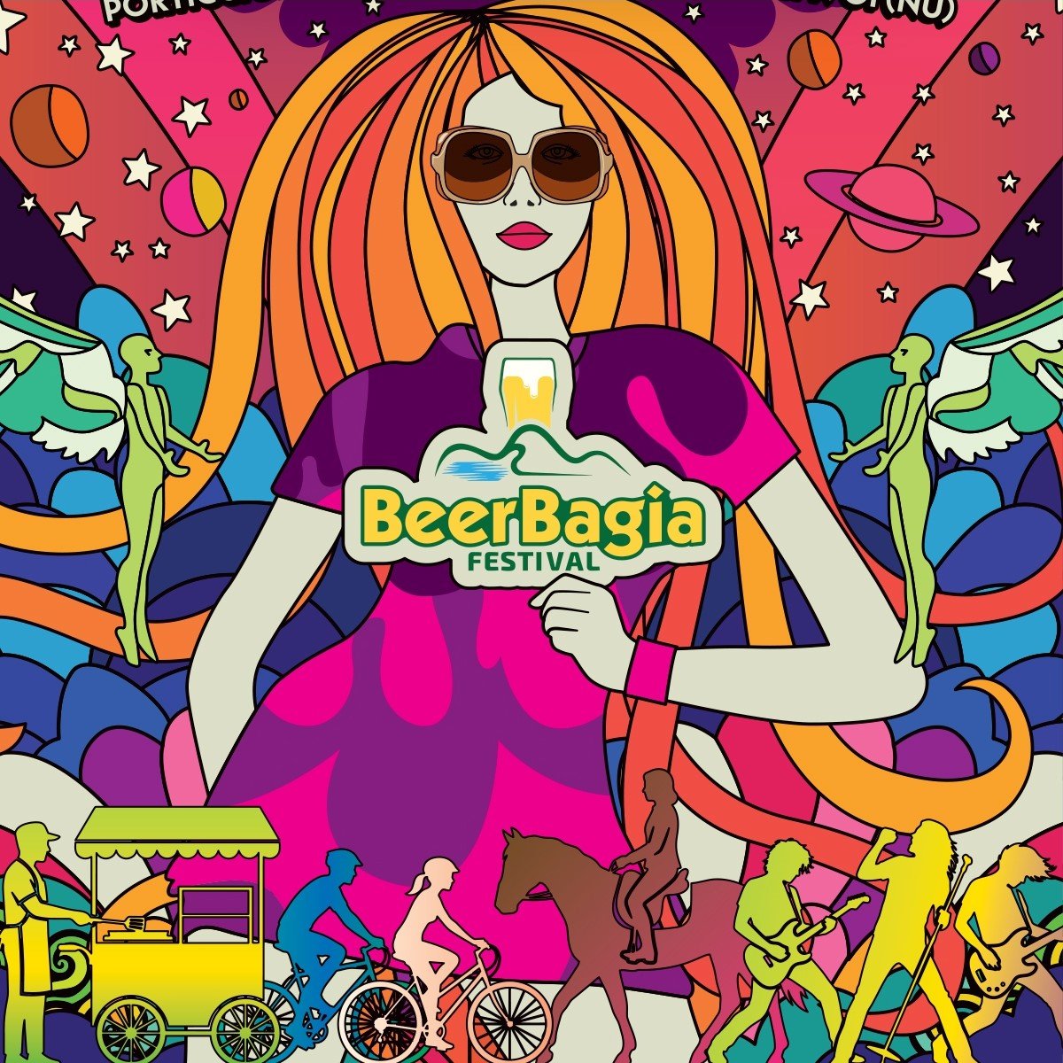 BeerBagia festival poster with a woman in sunglasses holding a beer