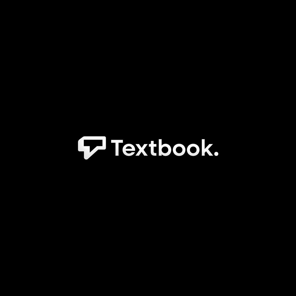 Digital textbook platform logo, a speech bubble icon with a T cut into it next to a clean Textbook. wordmark